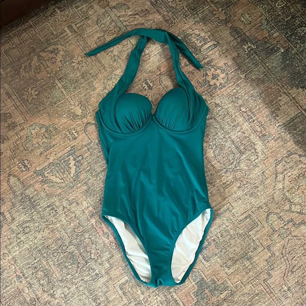 Teal Halter One-Piece Swimsuit